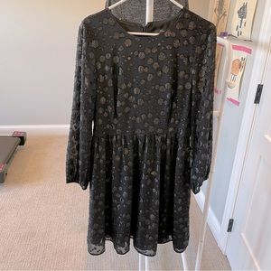 NWOT J. Crew Black Long Sleeve Sparkle Dot Dress Size 8